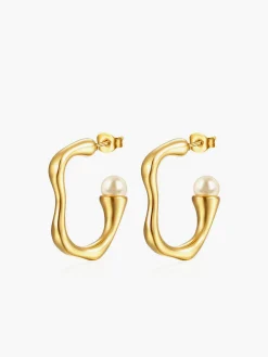 COMMENSE Irregular Pearl Hoop Earrings* Earrings|Accessories