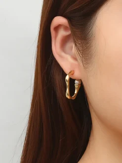 COMMENSE Irregular Pearl Hoop Earrings* Earrings|Accessories