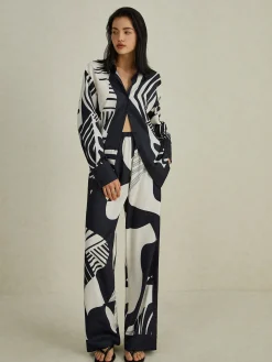 COMMENSE Irregular Print Wide Leg Pants Set* Pants Sets|Wide Leg