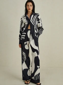 COMMENSE Irregular Print Wide Leg Pants Set* Pants Sets|Wide Leg