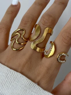 COMMENSE Irregular Ripple Open Ring* Rings & Bracelets|Accessories