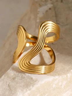 COMMENSE Irregular Ripple Open Ring* Rings & Bracelets|Accessories