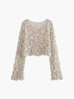 COMMENSE Island Mood Crochet Cover Up Top* Sweater Tops|Sweaters & Cardigans