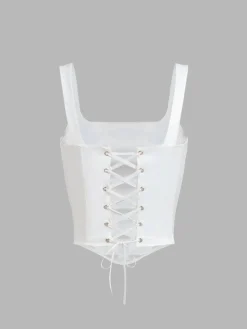 COMMENSE Ivory Glow Tied Crop Corset Top* Corset Tops|Crop Tops