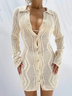 COMMENSE Jacquard Cardigan Short Sweater Dress* Cardigans|Sweater Dresses