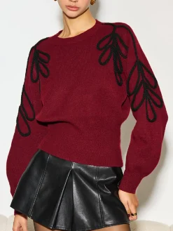 COMMENSE Jacquard Cinched Waist Knit Top* Knitwear|Tops
