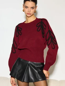 COMMENSE Jacquard Cinched Waist Knit Top* Knitwear|Tops