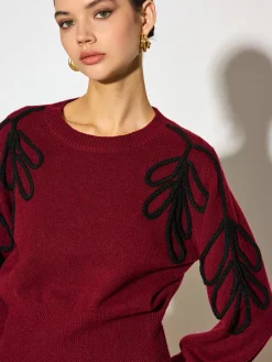 COMMENSE Jacquard Cinched Waist Knit Top* Knitwear|Tops