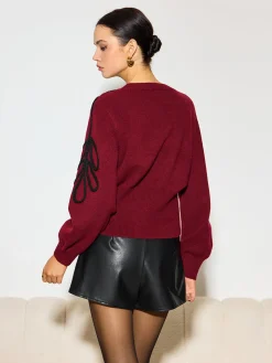 COMMENSE Jacquard Cinched Waist Knit Top* Knitwear|Tops