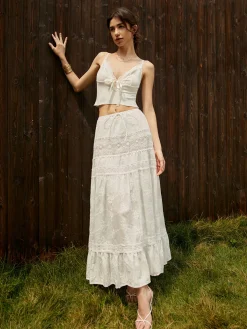 COMMENSE Jacquard Cotton Blends Maxi Skirt* Skirts|Matching Sets