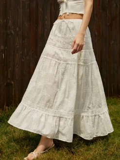 COMMENSE Jacquard Cotton Blends Maxi Skirt* Skirts|Matching Sets