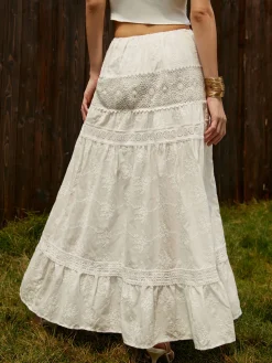 COMMENSE Jacquard Cotton Blends Maxi Skirt* Skirts|Matching Sets