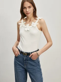 COMMENSE Jacquard Crew Neck Slim Tank Top* Tank Tops & Camis|Tops