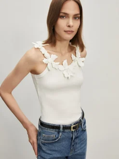 COMMENSE Jacquard Crew Neck Slim Tank Top* Tank Tops & Camis|Tops