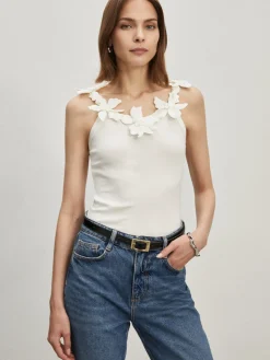 COMMENSE Jacquard Crew Neck Slim Tank Top* Tank Tops & Camis|Tops