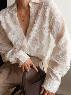 COMMENSE Jacquard Floral Collared Shirt* Blouses & Shirts|Tops