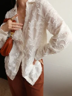 COMMENSE Jacquard Floral Collared Shirt* Blouses & Shirts|Tops