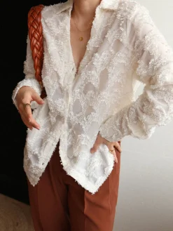 COMMENSE Jacquard Floral Collared Shirt* Blouses & Shirts|Tops