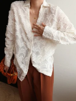 COMMENSE Jacquard Floral Collared Shirt* Blouses & Shirts|Tops