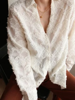 COMMENSE Jacquard Floral Collared Shirt* Blouses & Shirts|Tops