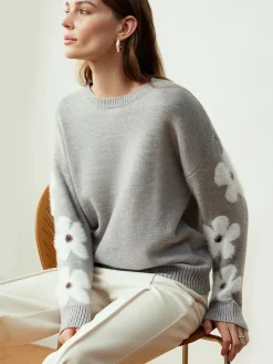 COMMENSE Jacquard Floral Knit Top* Sweater Tops|Sweaters & Cardigans