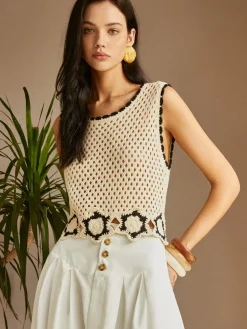 COMMENSE Jacquard Hollow Out Sweater Vest* Sweater Vests|Sweaters & Cardigans