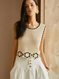 COMMENSE Jacquard Hollow Out Sweater Vest* Sweater Vests|Sweaters & Cardigans