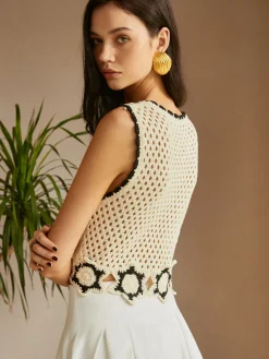 COMMENSE Jacquard Hollow Out Sweater Vest* Sweater Vests|Sweaters & Cardigans