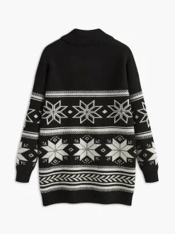 COMMENSE Jacquard Zipper Lapel Sweater* Sweater Tops|Sweaters & Cardigans