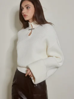 COMMENSE Keyhole Neckline Ribbed Shift Sweater* Sweater Tops|Sweaters & Cardigans