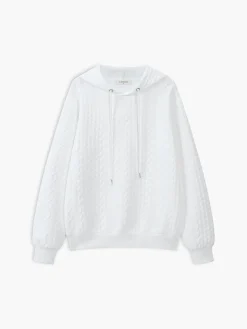 COMMENSE Knit Cable Long Sleeve Drawstring Hoody* Sweatshirts & Hoodies|Knitwear