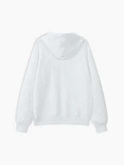 COMMENSE Knit Cable Long Sleeve Drawstring Hoody* Sweatshirts & Hoodies|Knitwear