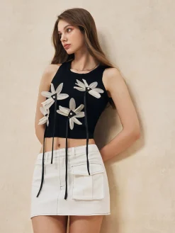 COMMENSE Knit Floral Tassel Vest* Sweater Vests|Sweaters & Cardigans