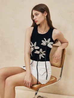 COMMENSE Knit Floral Tassel Vest* Sweater Vests|Sweaters & Cardigans