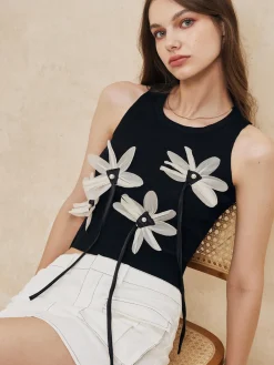 COMMENSE Knit Floral Tassel Vest* Sweater Vests|Sweaters & Cardigans