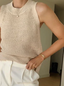 COMMENSE Knit Hollow Solid Vest* Vests|Tank Tops & Camis