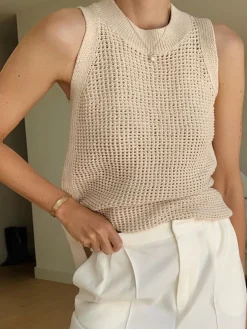 COMMENSE Knit Hollow Solid Vest* Vests|Tank Tops & Camis