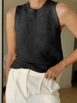 COMMENSE Knit Hollow Solid Vest* Vests|Tank Tops & Camis