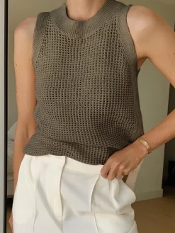 COMMENSE Knit Hollow Solid Vest* Vests|Tank Tops & Camis