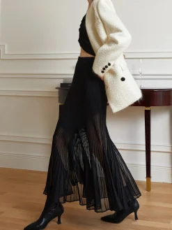 COMMENSE Knit Pleated Semi-sheer Maxi Skirt* Skirts|Knitwear