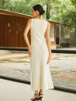 COMMENSE Knit Sleeveless Buttoned Sweater Dress* Sweater Dresses|Work Dresses