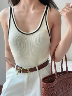 COMMENSE Knitted Crew Collar Contrast Vest* Sweater Vests|Sweaters & Cardigans
