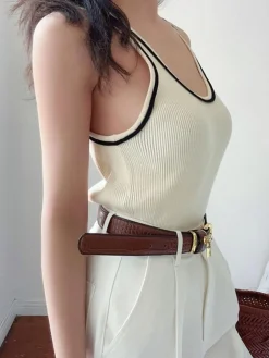 COMMENSE Knitted Crew Collar Contrast Vest* Sweater Vests|Sweaters & Cardigans