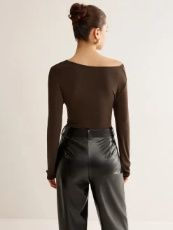 COMMENSE Knotted Cold-Shoulder Jersey Top* T-shirts|Tops