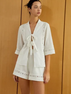 COMMENSE Knotted Cutout Half Sleeve Top With Shorts Set* Shorts Sets|Shorts