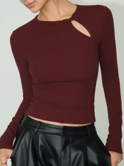 COMMENSE Knotted Cutout Skinny T-Shirt* T-shirts|Tops