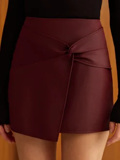 COMMENSE Knotted Faux Leather Skirt* Skirts|Bottoms