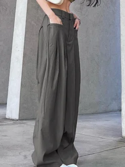 COMMENSE Knotted Pleated Wide-Leg Draped Pants* Pants|Bottoms