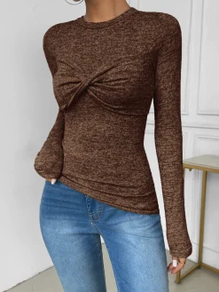 COMMENSE Knotted Skinny Jersey Top* T-shirts|Tops