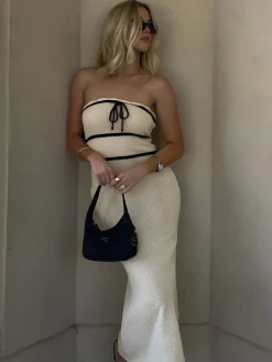 COMMENSE Knotted Tube Midi Sweater Dress* White Dresses|Sweater Dresses